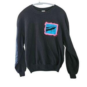 Vintage Jazz Crewneck Sweater with Pink, Blue,and Black Medium CL0051